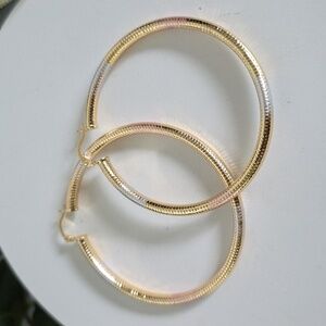 Gold Filled Tricolor Accent Hoop Earrings
